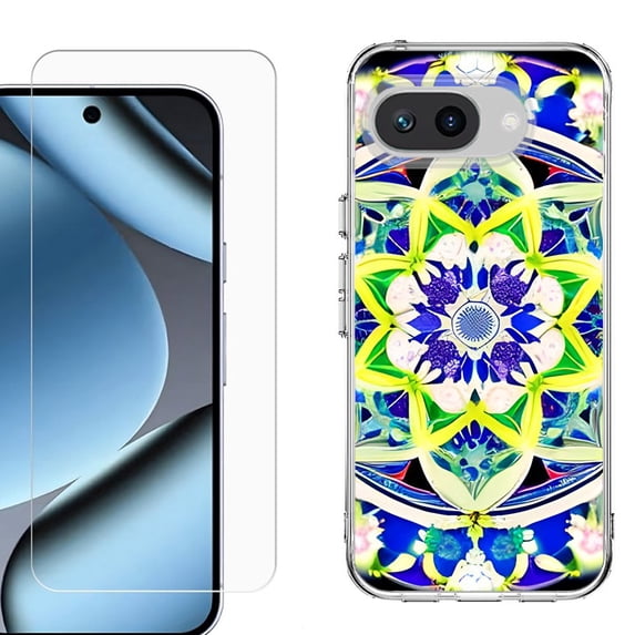 ShockProof Phone Case for Google Pixel 10a, with Screen Protector, by OneToughShield - Mandalas Color