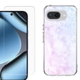 thumbnail image 1 of ShockProof Phone Case for Google Pixel 10a, with Screen Protector, by OneToughShield - Marble Pink/Blue, 1 of 5