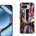 thumbnail image 1 of ShockProof Phone Case for Google Pixel 10a, with Screen Protector, by OneToughShield - Neon Street, 1 of 5