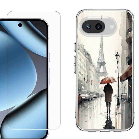 ShockProof Phone Case for Google Pixel 10a, with Screen Protector, by OneToughShield - Paris in the Rain