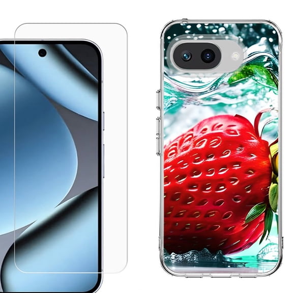 ShockProof Phone Case for Google Pixel 10a, with Screen Protector, by OneToughShield - Strawberry