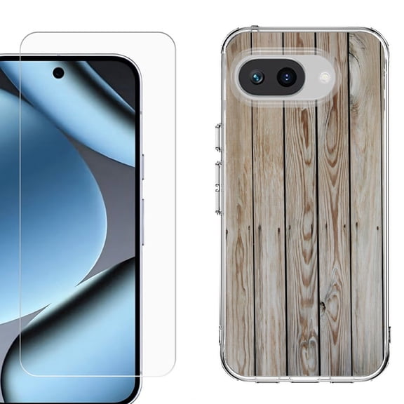 ShockProof Phone Case for Google Pixel 10a, with Screen Protector, by OneToughShield - Wood Print