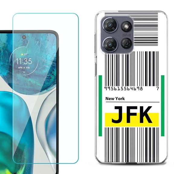 ShockProof Phone Case for Motorola Moto G Power 5G 2026, with Screen Protector, by OneToughShield - Airport Tag / New York