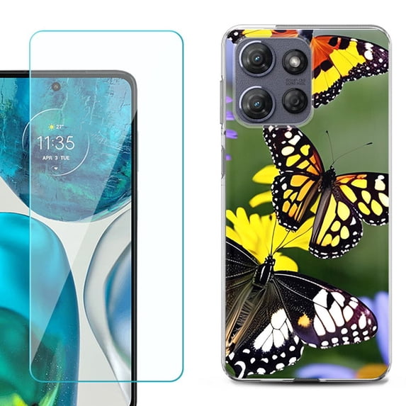 ShockProof Phone Case for Motorola Moto G Power 5G 2026, with Screen Protector, by OneToughShield - Butterfly Flower