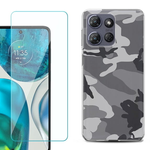 ShockProof Phone Case for Motorola Moto G Power 5G 2026, with Screen Protector, by OneToughShield - Camo B/W