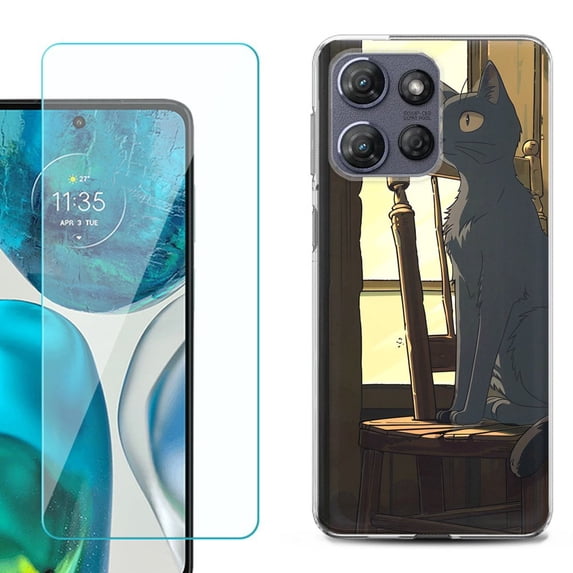 ShockProof Phone Case for Motorola Moto G Power 5G 2026, with Screen Protector, by OneToughShield - Curious Cat
