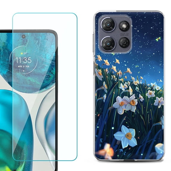 ShockProof Phone Case for Motorola Moto G Power 5G 2026, with Screen Protector, by OneToughShield - Daffodils Night