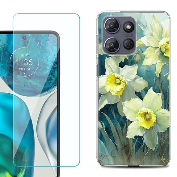ShockProof Phone Case for Motorola Moto G Power 5G 2026, with Screen Protector, by OneToughShield - Daffodils