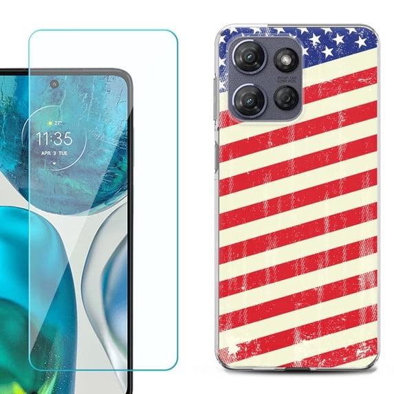 ShockProof Phone Case for Motorola Moto G Power 5G 2026, with Screen Protector, by OneToughShield - Flag / USA