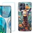 thumbnail image 1 of ShockProof Phone Case for Motorola Moto G Power 5G 2026, with Screen Protector, by OneToughShield - Giraffe Flower, 1 of 5