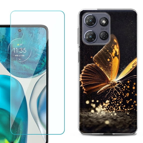 ShockProof Phone Case for Motorola Moto G Power 5G 2026, with Screen Protector, by OneToughShield - Golden Butterfly