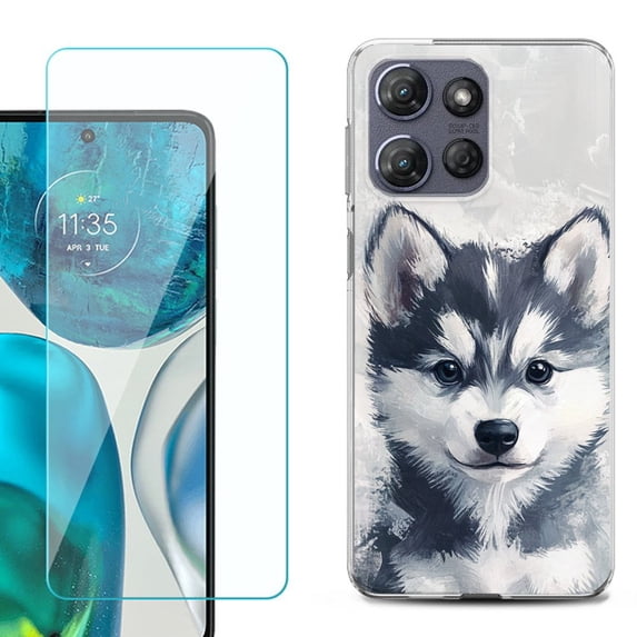 ShockProof Phone Case for Motorola Moto G Power 5G 2026, with Screen Protector, by OneToughShield - Husky Puppy