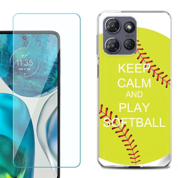 ShockProof Phone Case for Motorola Moto G Power 5G 2026, with Screen Protector, by OneToughShield - Keep Calm Softball