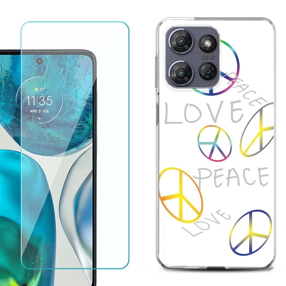 ShockProof Phone Case for Motorola Moto G Power 5G 2026, with Screen Protector, by OneToughShield - Love/Peace