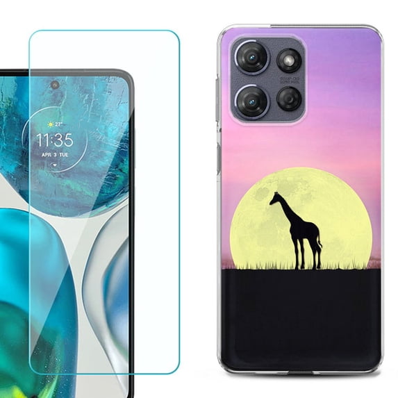 ShockProof Phone Case for Motorola Moto G Power 5G 2026, with Screen Protector, by OneToughShield - Moonlight Giraffe