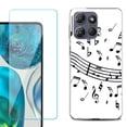 thumbnail image 1 of ShockProof Phone Case for Motorola Moto G Power 5G 2026, with Screen Protector, by OneToughShield - Music Notes / White, 1 of 5