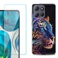 thumbnail image 1 of ShockProof Phone Case for Motorola Moto G Power 5G 2026, with Screen Protector, by OneToughShield - Neon Tiger, 1 of 5
