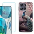 thumbnail image 1 of ShockProof Phone Case for Motorola Moto G Power 5G 2026, with Screen Protector, by OneToughShield - Peacock Flower, 1 of 5