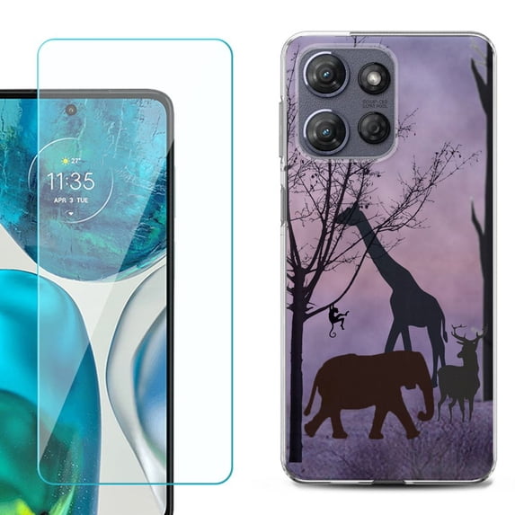 ShockProof Phone Case for Motorola Moto G Power 5G 2026, with Screen Protector, by OneToughShield - Twilight Safari
