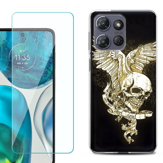 ShockProof Phone Case for Motorola Moto G Power 5G 2026, with Screen Protector, by OneToughShield - Wing Skull