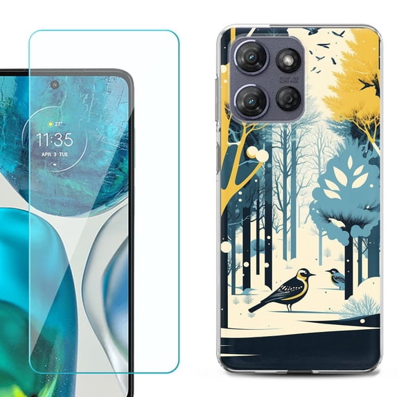 ShockProof Phone Case for Motorola Moto G Power 5G 2026, with Screen Protector, by OneToughShield - Winter Birds
