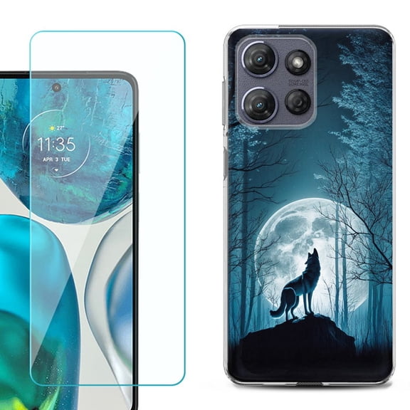 ShockProof Phone Case for Motorola Moto G Power 5G 2026, with Screen Protector, by OneToughShield - Wolf Moon