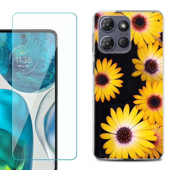 ShockProof Phone Case for Motorola Moto G Power 5G 2026, with Screen Protector, by OneToughShield - Yellow Flower
