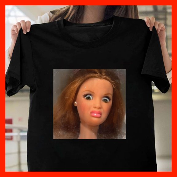 Shocked Doll Face Meme T-Shirt - Funny Vintage Doll Face Graphic Tee X234, Softstyle Unisex Tee - Full Size Range to 5XL