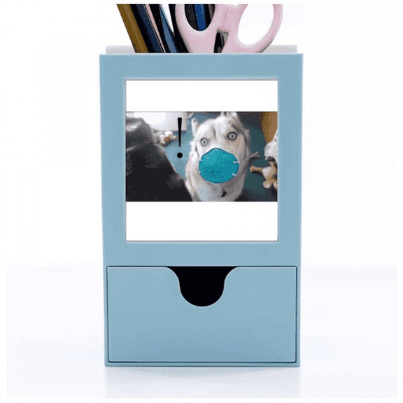 Shocked Silly Head Pet Dog Expression Desk Supplies Organizer Pen Holder Card