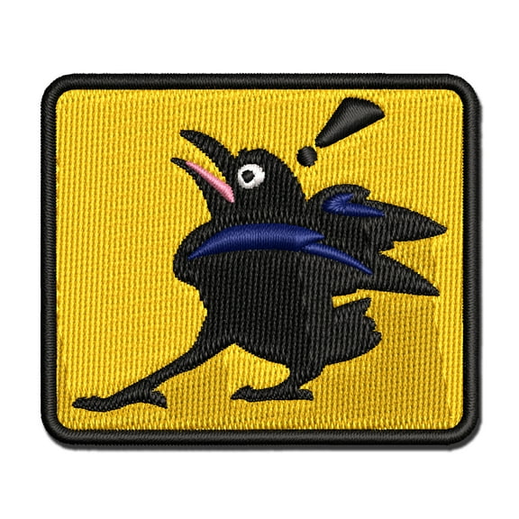 Shocked Surprised Raven Bird Crow Applique Multi-Color Embroidered Hook & Loop Patch - 3 Inch Medium