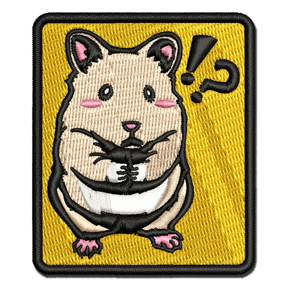 Shocked Syrian Teddy Bear Hamster Applique Multi-Color Embroidered Hook & Loop Patch - 3 Inch Medium