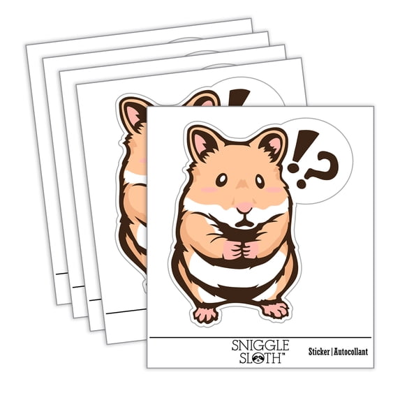 Shocked Syrian Teddy Bear Hamster Car Window Bumper Water Bottle Phone Tablet Laptop Waterproof Vinyl Decal Sticker Set 5-Pack - Gloss Finish - 3.0"