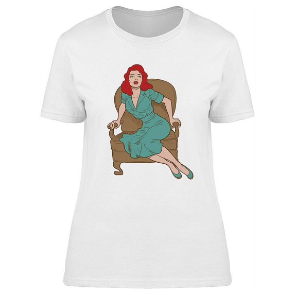 Shocked Woman Sitting T-Shirt Women -Image by Shutterstock, Female 3X-Large