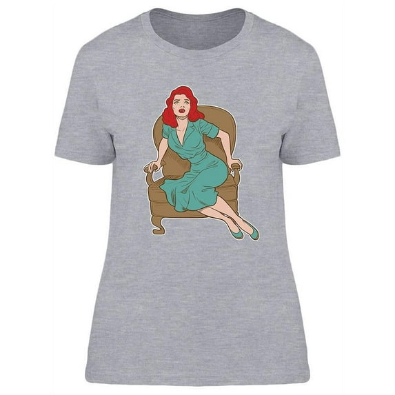 Shocked Woman Sitting T-Shirt Women -Image by Shutterstock, Female x-Large