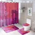 thumbnail image 1 of Shocking Pink Hot Modern Abstract 4 Piece Bathroom Shower Curtain Sets with Non-Slip Rugs Toilet Lid Cover And Bath Mat Modern Abstract Painting Durable And Waterproof for Bathroom Decor, 1 of 8