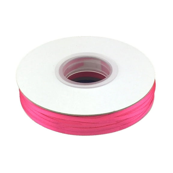 Shocking Pink Satin Ribbon - 1/8 Inch Width - Double Faced - 100 yard Spool