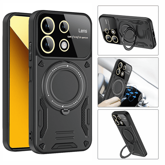 Shockproof Armor Case For Xiaomi 14 Ultra 14Pro 13 13Pro 12T 12TPro 11T 11TPro 13T 13TPro POCO X5 Pro X4Pro X3 X3NFC POCO X6 X6Pro M6Pro Ring Bracket Phone Case For Xiaomi 14 Ultra Back Cover.