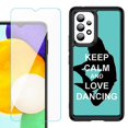 thumbnail image 1 of Shockproof Bumper (Black Frame) phone Case for Samsung Galaxy A23 5G, with Tempered Glass Screen Protector, by OneToughShield ® - Keep Calm / Dancing, 1 of 4
