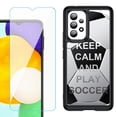 thumbnail image 1 of Shockproof Bumper (Black Frame) phone Case for Samsung Galaxy A23 5G, with Tempered Glass Screen Protector, by OneToughShield ® - Keep Calm Soccer, 1 of 4