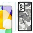 thumbnail image 1 of Shockproof Bumper (Black Frame) phone Case for Samsung Galaxy A23 5G, with Tempered Glass Screen Protector, by OneToughShield ® - Urban Camo, 1 of 4