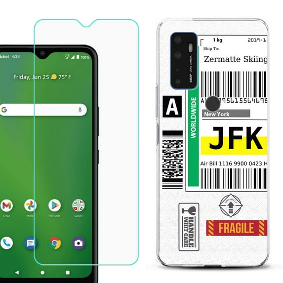 Shockproof Bumper Phone Case for AT&T Radiant Max 5G / Fusion 5G, with Tempered Glass Screen Protector, by OneToughShield ® - Mail / New York