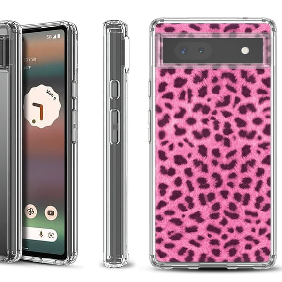 Shockproof Bumper Phone Case for Google Pixel 6a, by OneToughShield  - Cheetah Pink