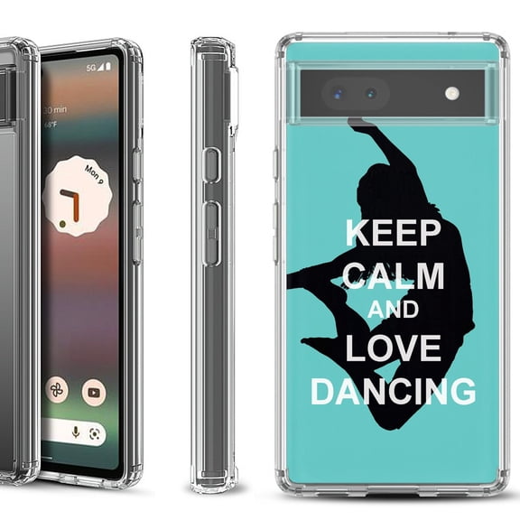 Shockproof Bumper Phone Case for Google Pixel 6a, by OneToughShield ® - Keep Calm / Dancing