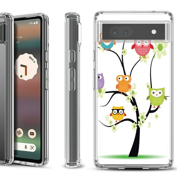 Shockproof Bumper Phone Case for Google Pixel 6a, by OneToughShield ® - Tree Owl