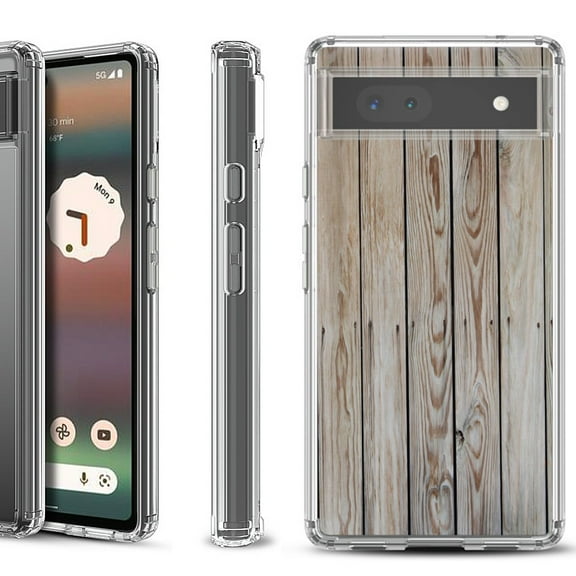 Shockproof Bumper Phone Case for Google Pixel 6a, by OneToughShield  - Wood Print