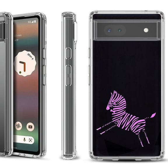 Shockproof Bumper Phone Case for Google Pixel 6a, by OneToughShield ® - Zebra Running