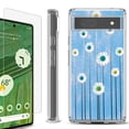 thumbnail image 1 of Shockproof Bumper Phone Case for Google Pixel 6a, with Tempered Glass Screen Protector, by OneToughShield ® - Daisy Sky, 1 of 4