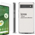 thumbnail image 1 of Shockproof Bumper Phone Case for Google Pixel 6a, with Tempered Glass Screen Protector, by OneToughShield ® - Dictionary/Love, 1 of 4