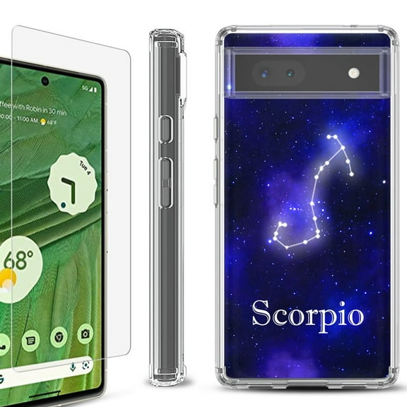Shockproof Bumper Phone Case for Google Pixel 6a, with Tempered Glass Screen Protector, by OneToughShield  - Scorpio