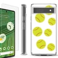 thumbnail image 1 of Shockproof Bumper Phone Case for Google Pixel 6a, with Tempered Glass Screen Protector, by OneToughShield ® - Softball Seven, 1 of 4